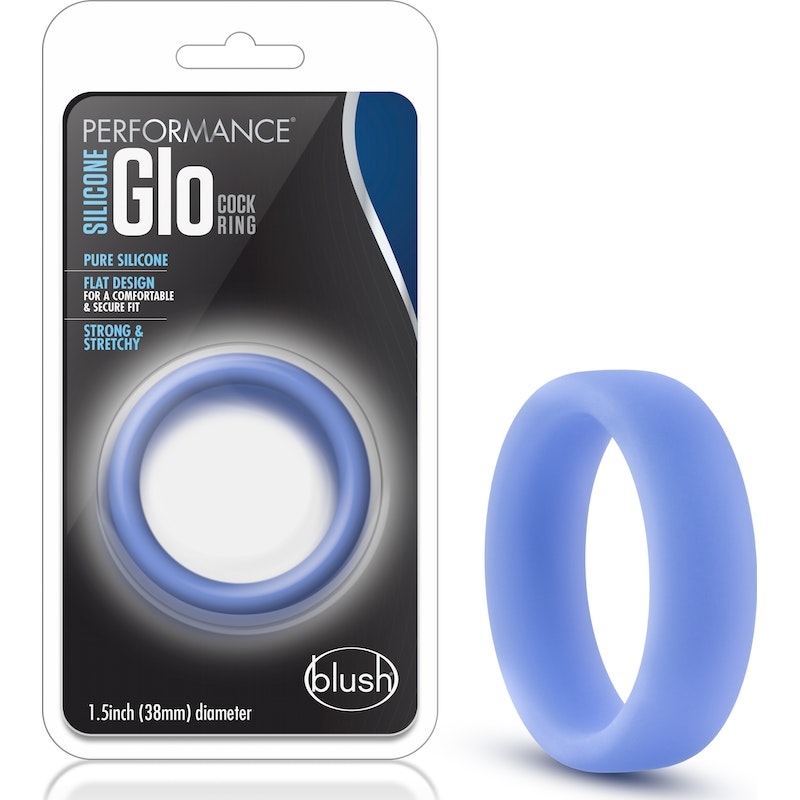 Performance Silicone Glo Cock Ring White/Blue