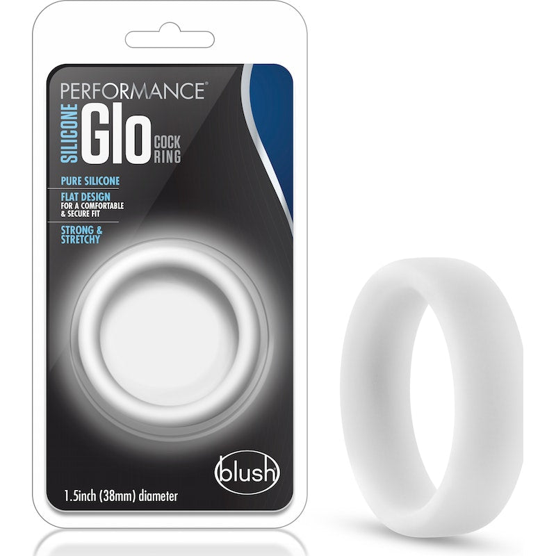 Performance Silicone Glo Cock Ring White/Blue