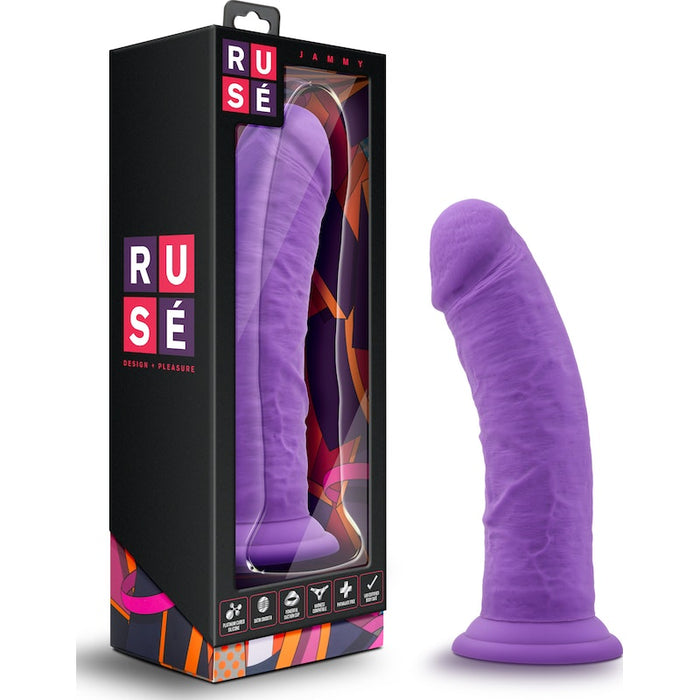 Ruse Jammy Dildo, 8"/20cm, Purple/Black