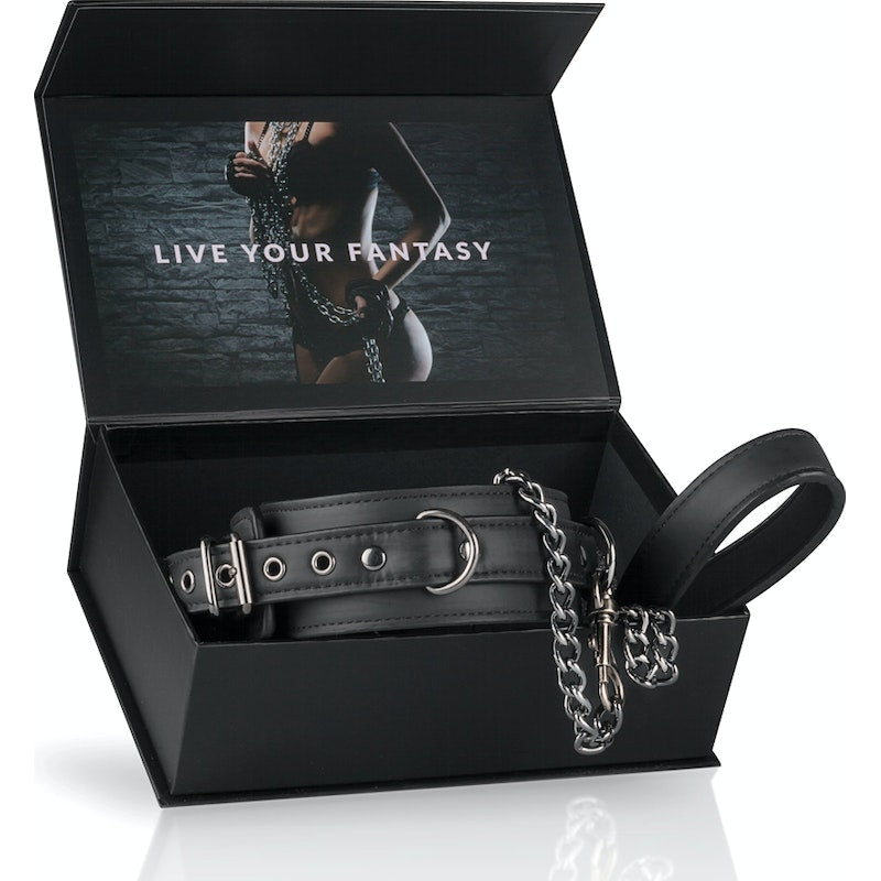 Easy Toys Fetish collar With Leash, Black