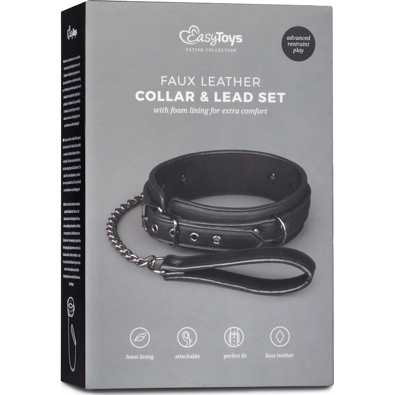 Easy Toys Fetish collar With Leash, Black