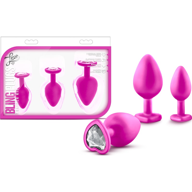 Luxe Bling Plugs Training Kit Black With White Gems. Black/Pink