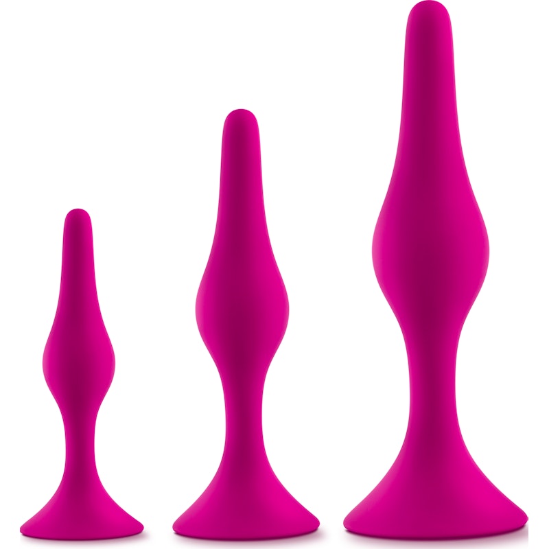 Luxe Beginner Butt Plug 3-Piece Kit, Pink/Black