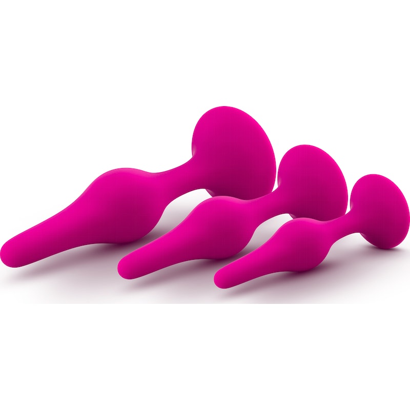 Luxe Beginner Butt Plug 3-Piece Kit, Pink/Black