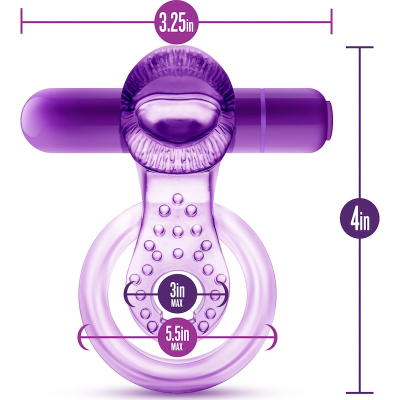 Play With Me Lick It Vibrating Double Strap Cock Ring Purple