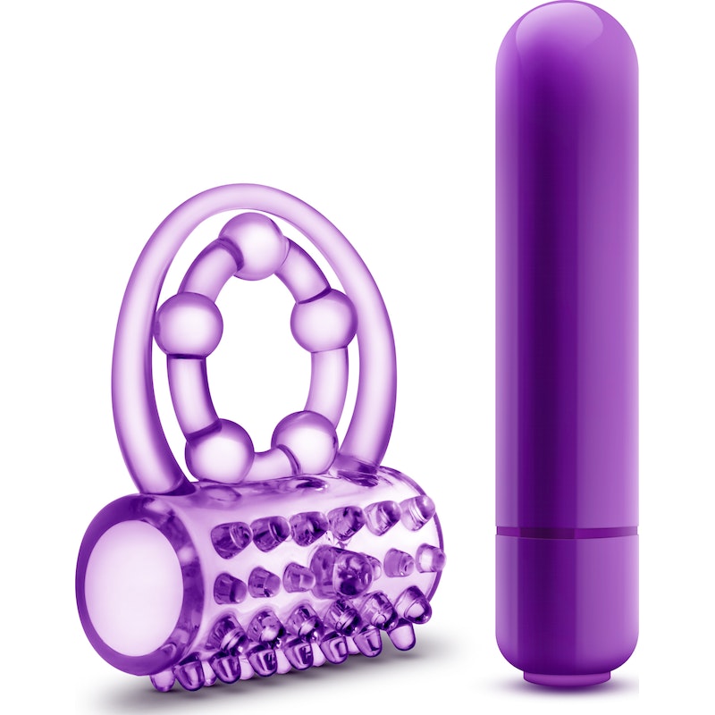 Play With Me The Player Vibrating Double Strap Cock Ring Purple