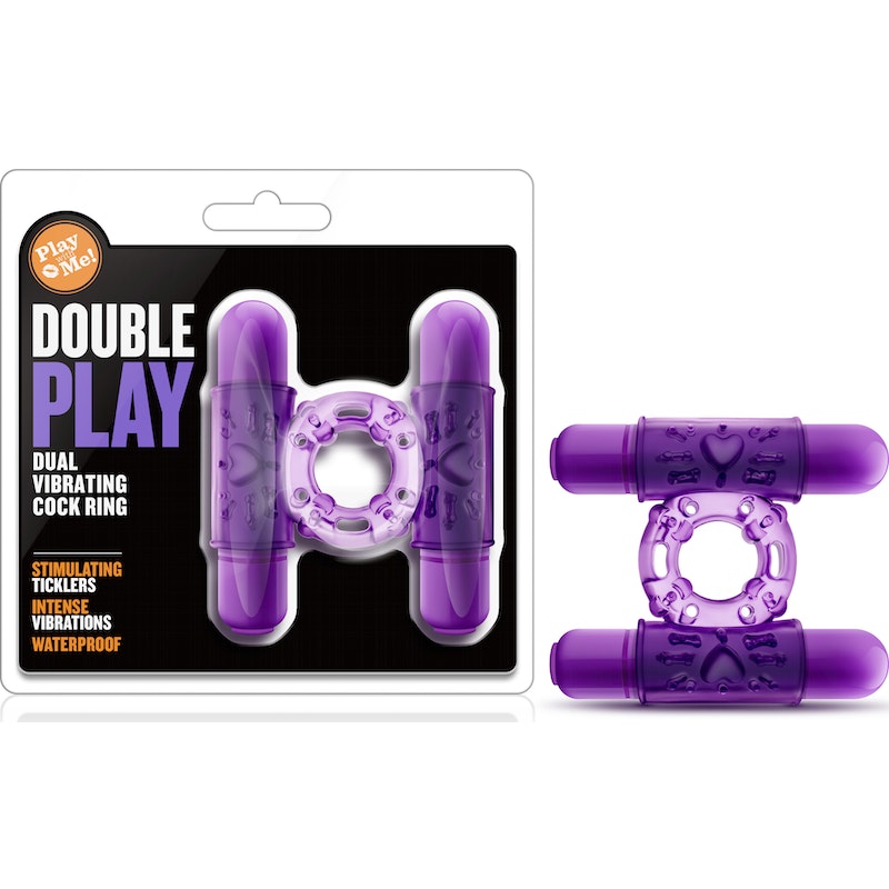 Play With Me Double Play Dual Vibrating Cock Ring Purple