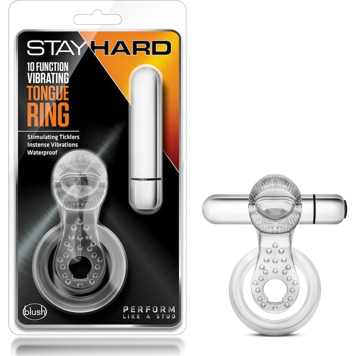 Stay Hard 10 Function Vibrating Tongue Ring Blue