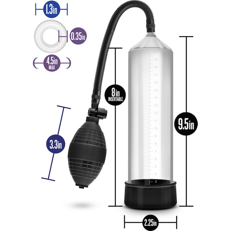 Performance VX101 Male Enhancement Pump, 2.25" x 9.5" (5.7cm x 24.1cm), Clear