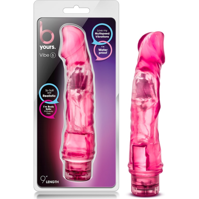 B Yours Vibe 6 Vibrator, 9"/23cm, Blue/Pink