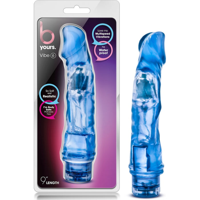 B Yours Vibe 6 Vibrator, 9"/23cm, Blue/Pink