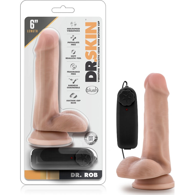 Dr Skin Dr Rob 6in Vibrating Cock with Suction Cup Vanilla