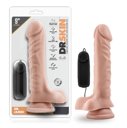 Dr Skin Dr James 9in (23cm) Vibrating Cock with Suction Cup, Vanilla