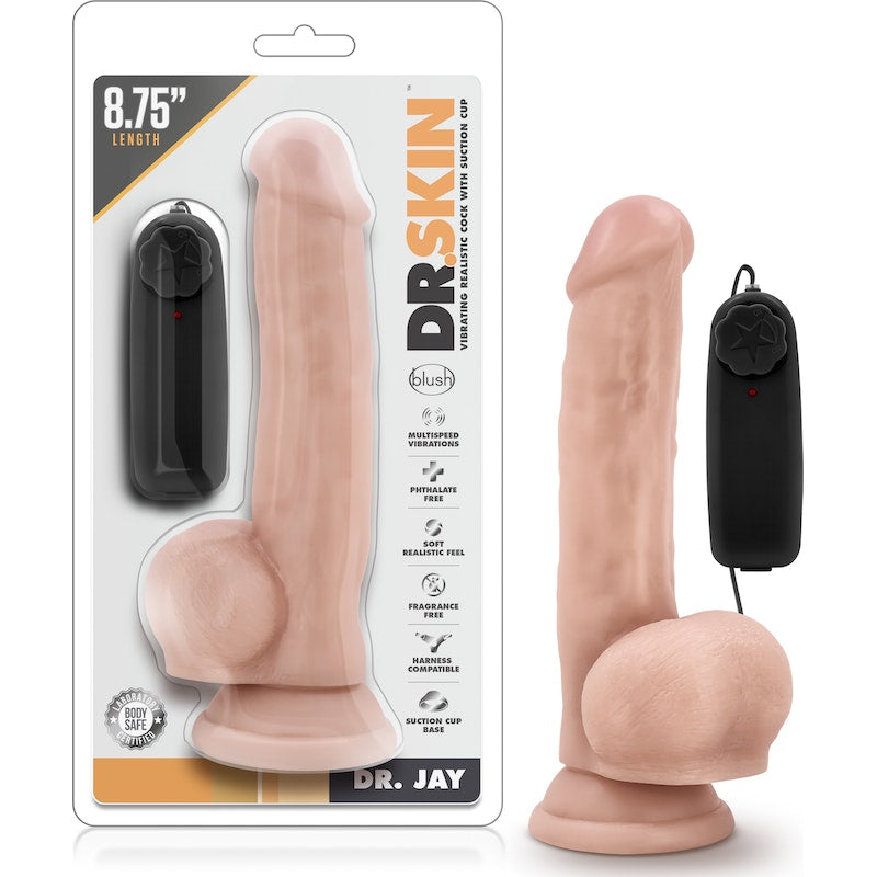 Dr Skin Dr Jay 8.75in Vibrating Cock with Suction Cup Vanilla
