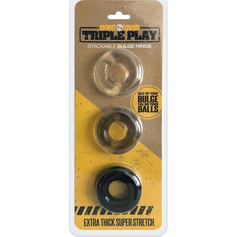 Boneyard Triple Play Stackable Cock Ring, 1.75"/44mm, 3-pack, Mixed