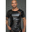 Noir Power Wetlook Men T-shirt With 3D Net, S-XL, Black