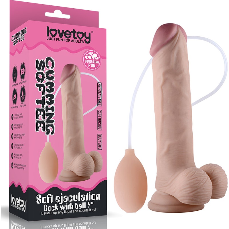 Lovetoy Soft Ejaculation Cock With Ball, 9in/23cm, Flesh