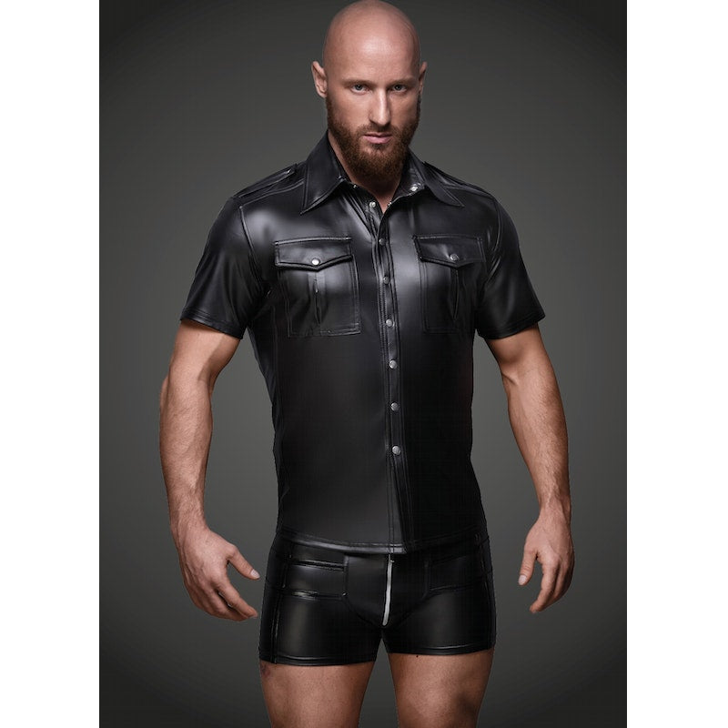 Noir Sexy And Elegant Shirt With Front Pockets, S-XL, Black
