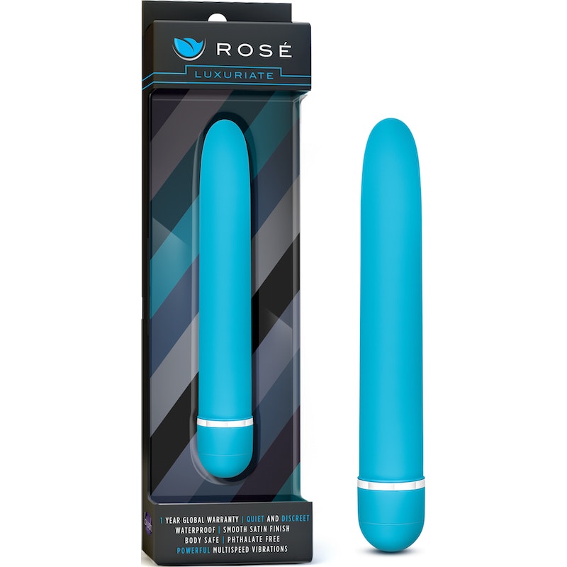 Rose Luxuriate Classic Vibrator, 7", Blue/Pink