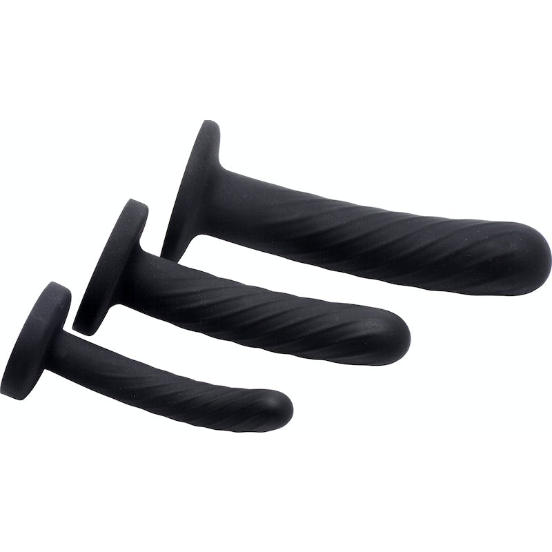 Strap U Trinity Strap-On Silicone 3 Pc Dildo Set, Black