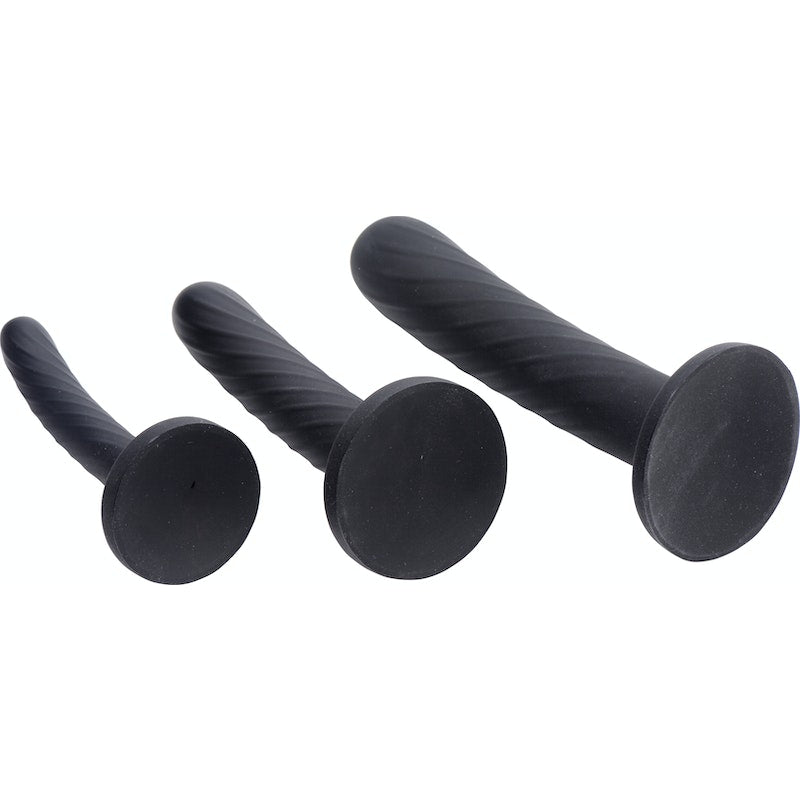 Strap U Trinity Strap-On Silicone 3 Pc Dildo Set, Black