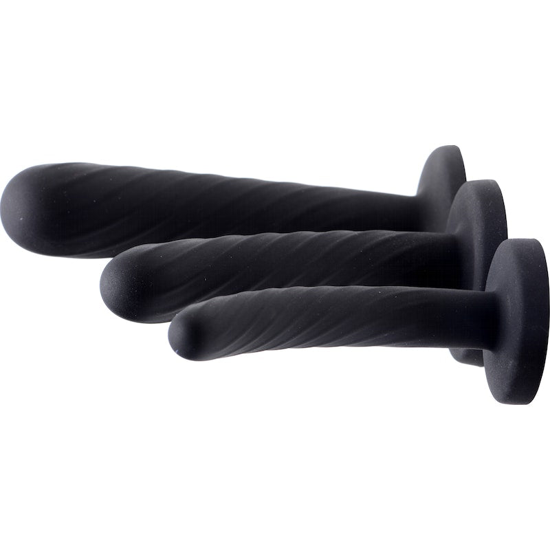 Strap U Trinity Strap-On Silicone 3 Pc Dildo Set, Black