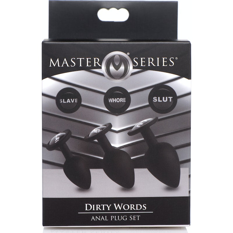 Master Series Dirty Words Anal Plug Set, Black