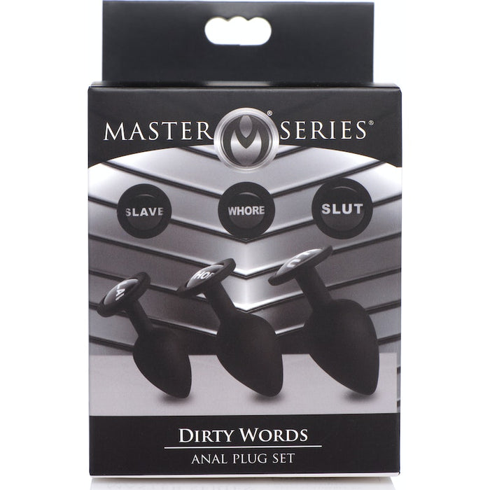 Master Series Dirty Words Anal Plug Set, Black