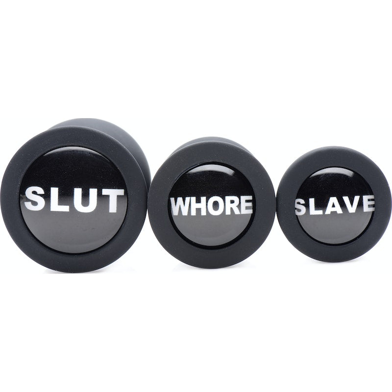 Master Series Dirty Words Anal Plug Set, Black