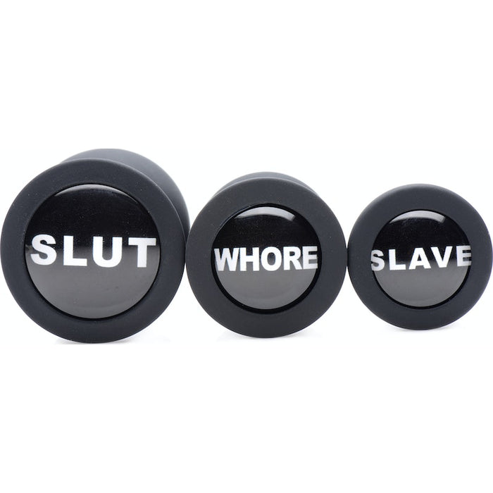 Master Series Dirty Words Anal Plug Set, Black