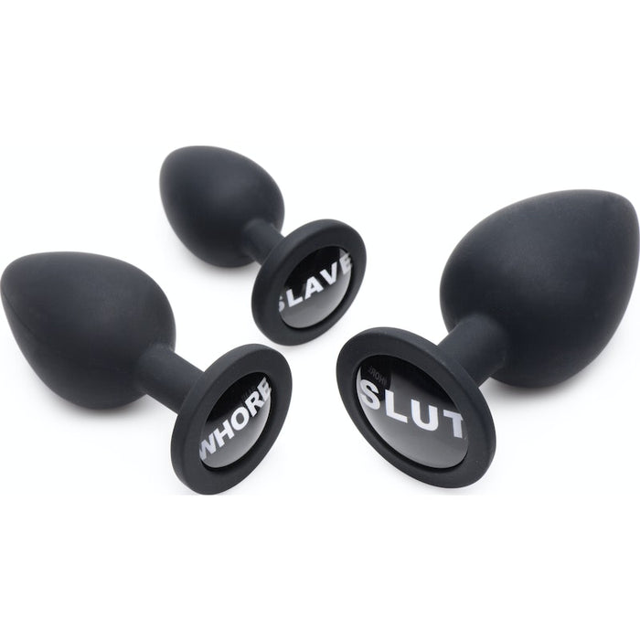 Master Series Dirty Words Anal Plug Set, Black