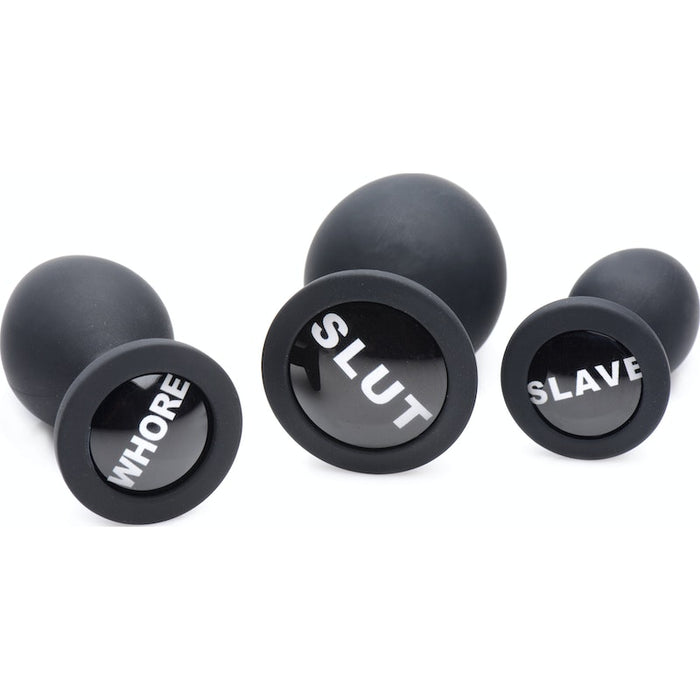 Master Series Dirty Words Anal Plug Set, Black