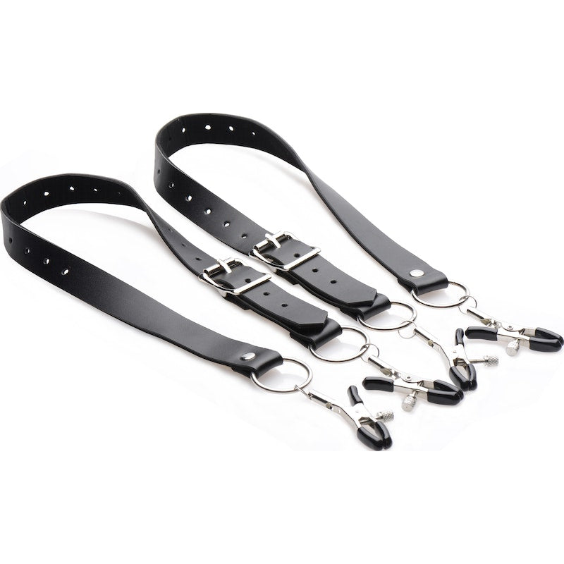 Master Series Labia Spreader Straps with Clamps, Black