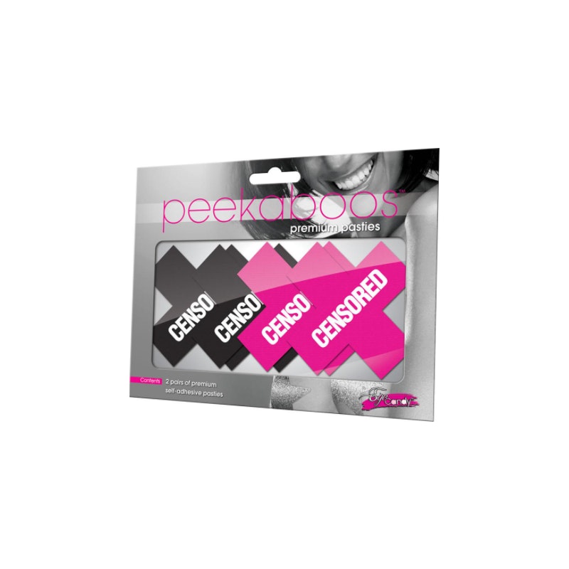 Peekaboo Pasties Censored Nipple Pasties, Black/Pink