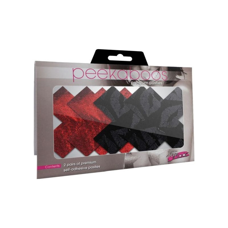 Peekaboo Pasties Stolen Kisses X Pasties, Red/Black