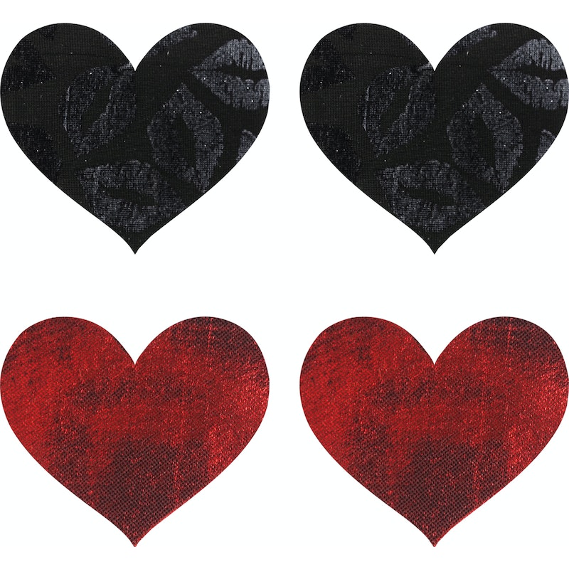Peekaboo Pasties Stolen Kisses Hearts Pasties, Red/Black