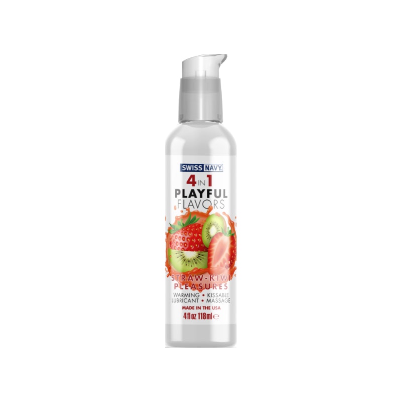 Swiss Navy Playful Flavours 4 In 1, Straw-Kiwi Pleasure, 118ml