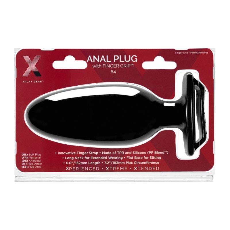 PerfectFit Xplay Finger Grip Plug 4L, 6.25" (16cm) /7" (18cm), Black