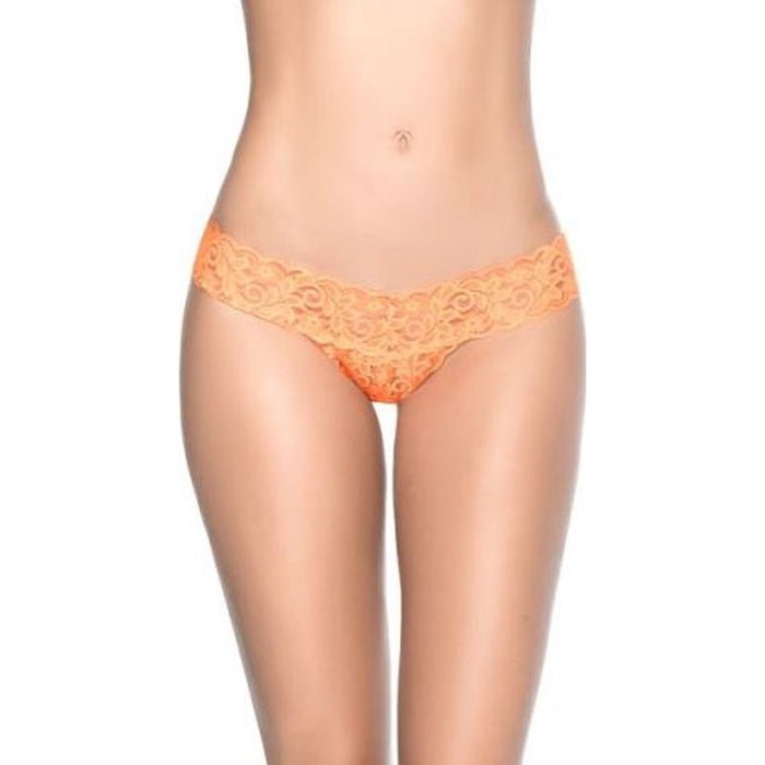 Sexy Lace V Back Thong Orange