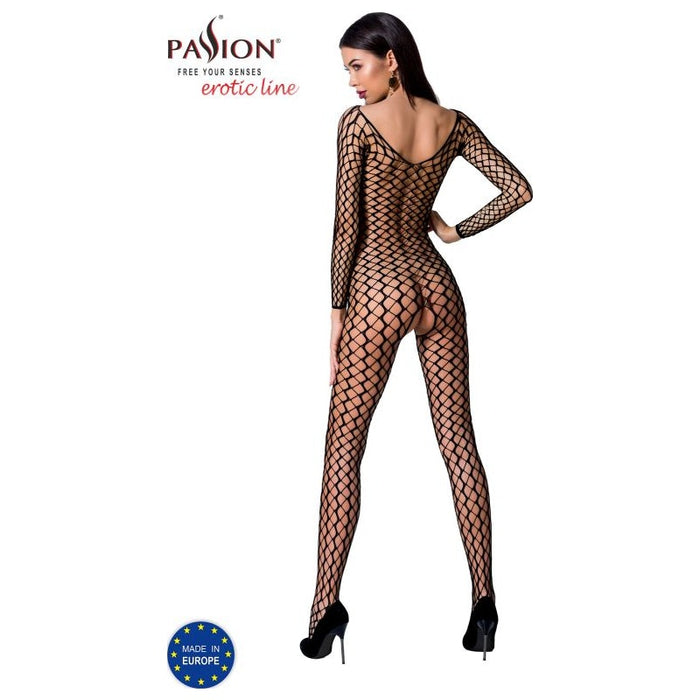 Passion Lingerie Mesh Bodystocking, O/S, Black/White/Red