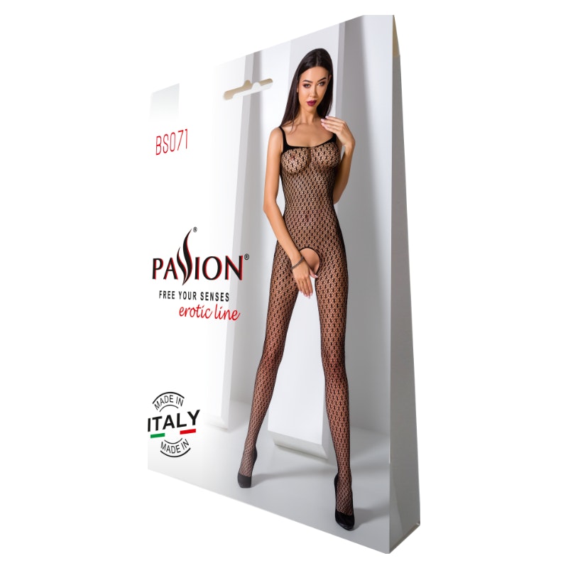Passion Lingerie Bodystocking BS071 Red/White/Black O/S