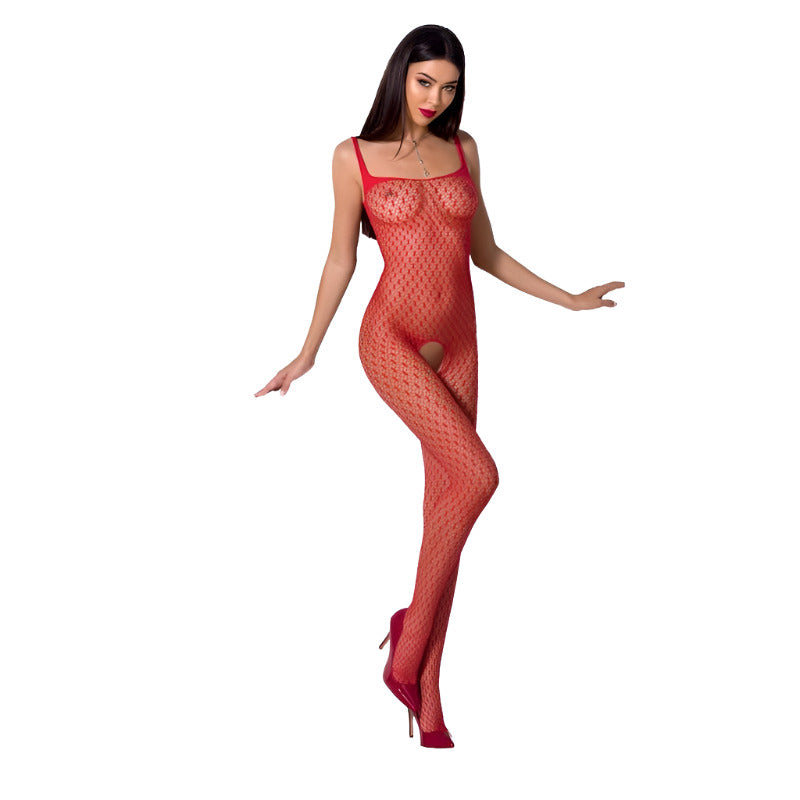 Passion Lingerie Bodystocking BS071 Red/White/Black O/S