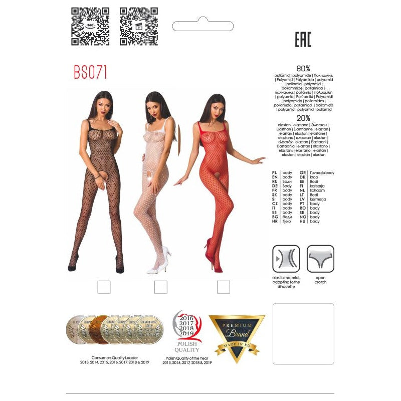 Passion Lingerie Bodystocking BS071 Red/White/Black O/S