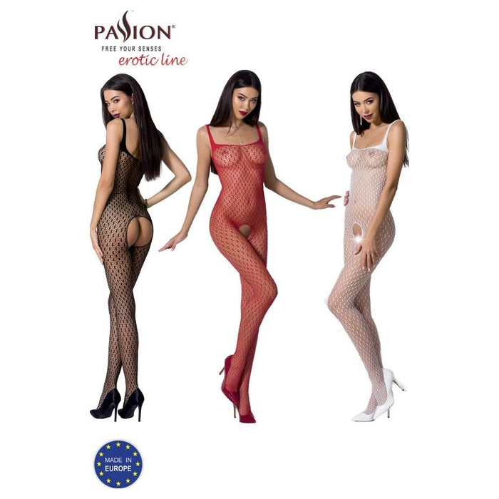Passion Lingerie Bodystocking BS071 Red/White/Black O/S