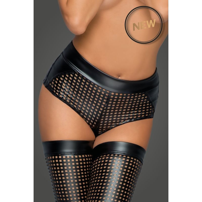 Noir Ladies Lasercut Shorts, Black, S/L