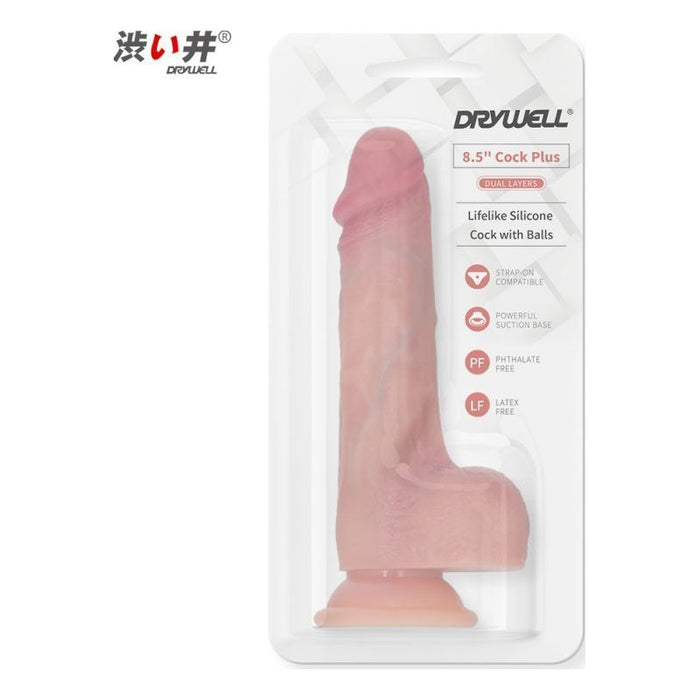 Realistic Silicone Cock with Suction 8.5in - Drywell