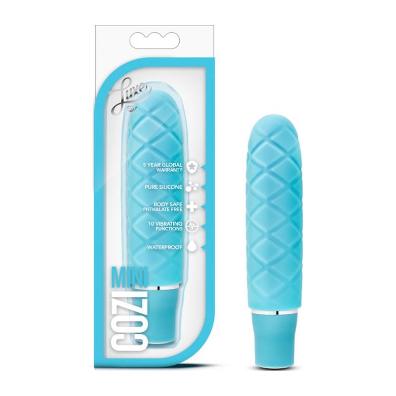 Luxe Cozi Mini Vibrator, 4.75", Aqua