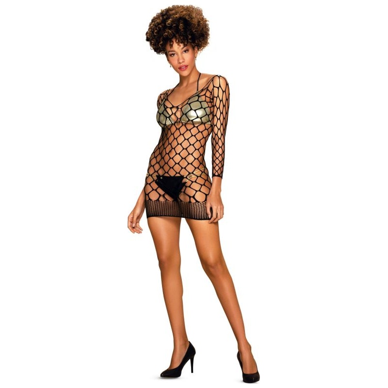 Obsessive Net Dress D606, One Size, Black