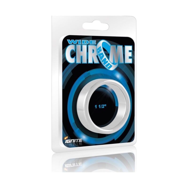 Ignite Wide Band Chrome Cock Ring, 38mm