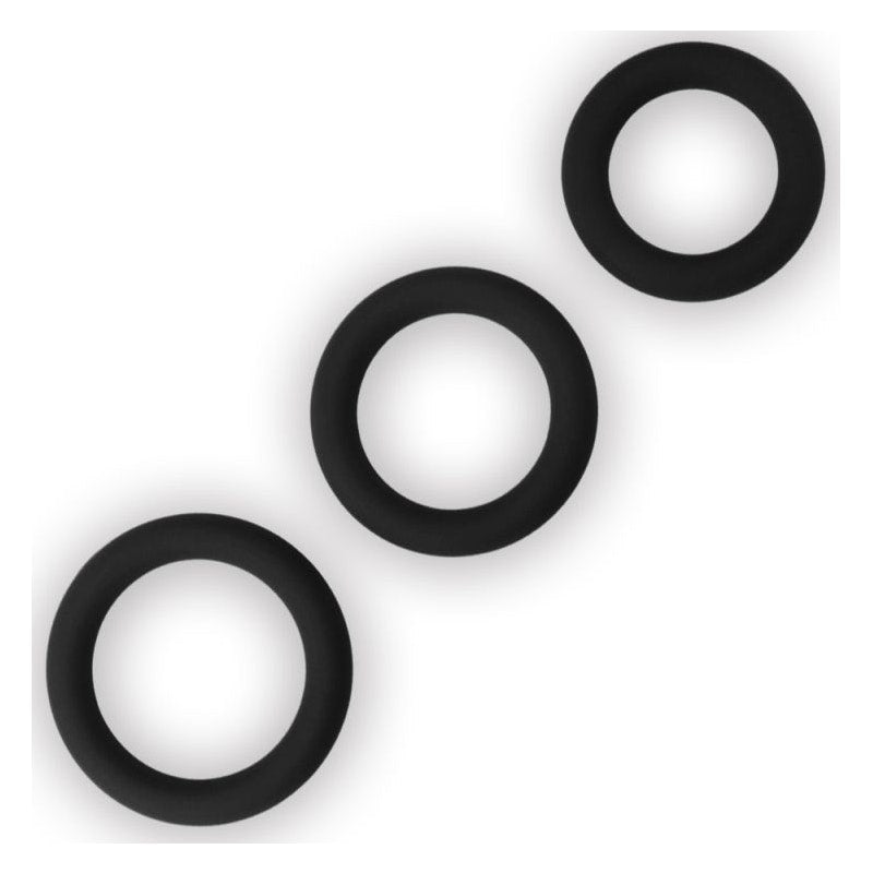 Lovetoy Silicone Cock Ring Set – 3 Piece Stretchy Ring Kit – Black